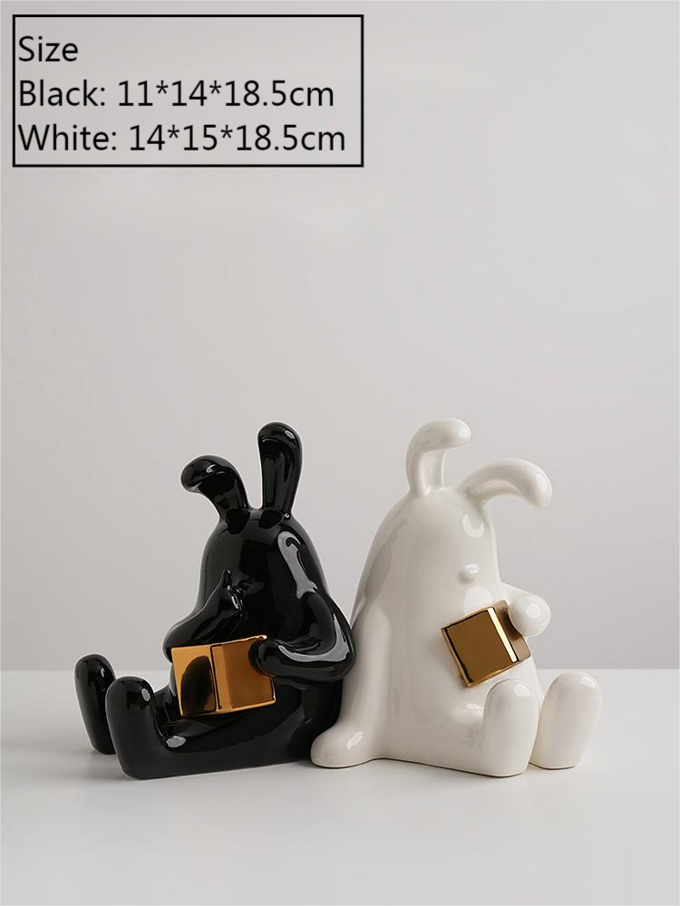 نگه دارنده کتاب مدل خرگوش سیاه و سفید