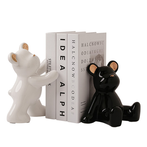 نگه دارنده کتاب مدل خرس خشن سیاه و سفید